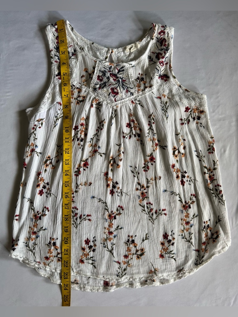 Mason & Belle Floral Embroidered Lace Tank Top White Boho Medium - Picture 6 of 9